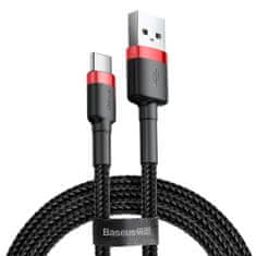 PRO Vzdržljiv najlonski kabel USB-C QC3.0 2A 3M črno-rdeč kabel USB-C