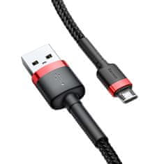 BASEUS Trajen fleksibilen kabel USB microUSB QC3.0 2.4A 1M črno-rdeč