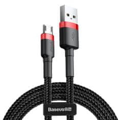 BASEUS Trajen fleksibilen kabel USB microUSB QC3.0 2.4A 1M črno-rdeč