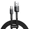 Trajen fleksibilen kabel USB microUSB QC3.0 2,4A 0,5 m črno-siv
