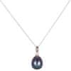 Srebrna ogrlica z modrim biserjem JL0438 (veriga, obesek) (Dolžina 45 cm)