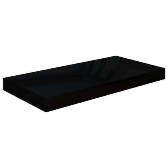 Vidaxl Stenska polica visok sijaj črna 50x23x3,8 cm MDF