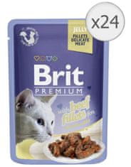 Brit Premium fileji govedine v želeju, za mačke, 85 g, 24 kos