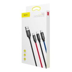 BASEUS Three Primary kabel USB - Micro USB / Lightning / USB-C 3.5A 1.2m, črna