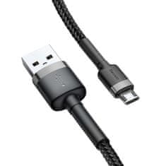 BASEUS Trajen fleksibilen kabel USB microUSB QC3.0 2.4A 1M črno-siv