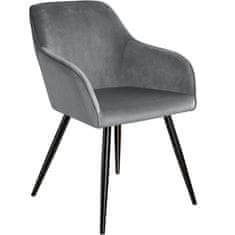 tectake 4 Marilyn Velvet-Look Chairs Siva/črna