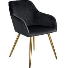 tectake 8 Marilyn Velvet-Look Chairs gold Črna/zlata