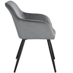 tectake 8 Marilyn Velvet-Look Chairs Siva/črna