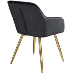 tectake 8 Marilyn Velvet-Look Chairs gold Črna/zlata