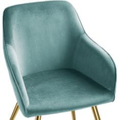 tectake 6 Marilyn Velvet-Look Chairs gold turquoise/gold