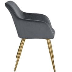 tectake 8 Marilyn Velvet-Look Chairs gold Temno siva/zlata