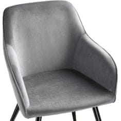 tectake 4 Marilyn Velvet-Look Chairs Siva/črna