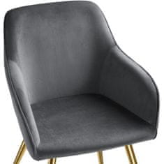 tectake 8 Marilyn Velvet-Look Chairs gold Temno siva/zlata