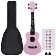 Vidaxl Otroški ukulele soprano s torbo roza 23"