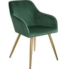 tectake 2 Marilyn Velvet-Look Chairs gold Temno zelena/zlata