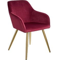 tectake 6 Marilyn Velvet-Look Chairs gold bordeaux/gold