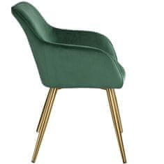 tectake 8 Marilyn Velvet-Look Chairs gold Temno zelena/zlata