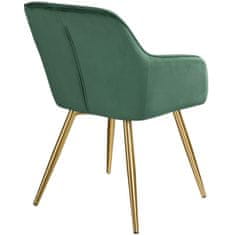 tectake 2 Marilyn Velvet-Look Chairs gold Temno zelena/zlata