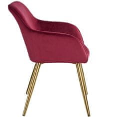 tectake 4 Marilyn Velvet-Look Chairs gold bordeaux/gold