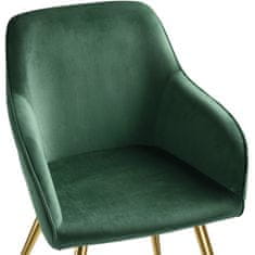 tectake 2 Marilyn Velvet-Look Chairs gold Temno zelena/zlata