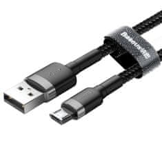 PRO Vzdržljiv najlonski kabel USB microUSB 2A 3M črno-siv kabel