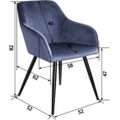 tectake 2 Marilyn Velvet-Look Chairs Modra/črna