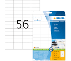 Herma Premium 5052 etikete, 52,5 x 21,2 mm, bele, 25/1