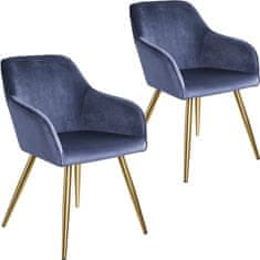 tectake 2 Marilyn Velvet-Look Chairs gold Modra/zlata