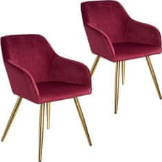 tectake 2 Marilyn Velvet-Look Chairs gold bordeaux/gold