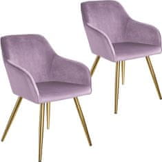 tectake 2 Marilyn Velvet-Look Chairs gold Vijolična/zlata