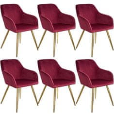 tectake 6 Marilyn Velvet-Look Chairs gold bordeaux/gold