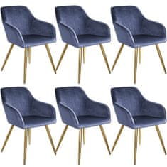 tectake 6 Marilyn Velvet-Look Chairs gold Modra/zlata