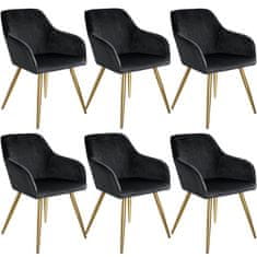 tectake 6 Marilyn Velvet-Look Chairs gold Črna/zlata