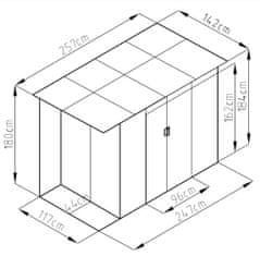 Rojaplast Chester A vrtna hiška, 184×257×142 cm, siva