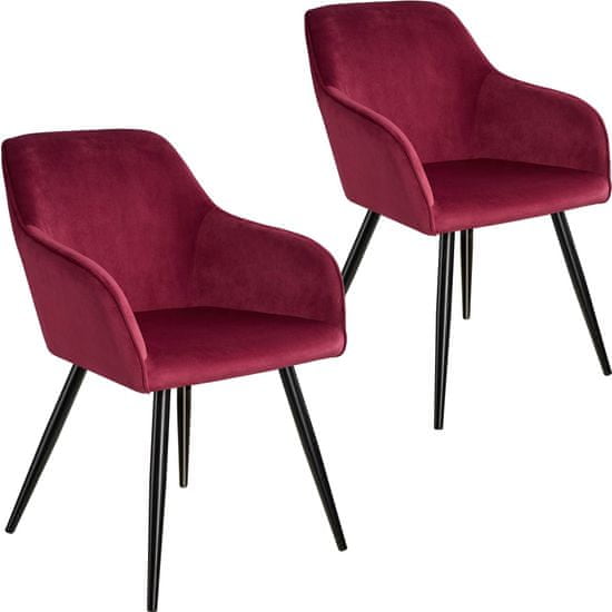 tectake 2 Marilyn Velvet-Look Chairs Bordo/črna