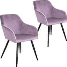 tectake 2 Marilyn Velvet-Look Chairs Vijolična/črna
