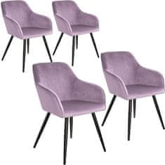 tectake 4 Marilyn Velvet-Look Chairs Vijolična/črna