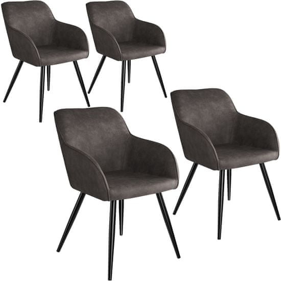tectake 4 tekstilni stoli Marilyn Temno siva/črna