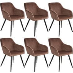 tectake 6 Marilyn Velvet-Look Chairs Rjava/črna