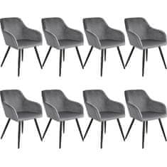 tectake 8 Marilyn Velvet-Look Chairs Siva/črna