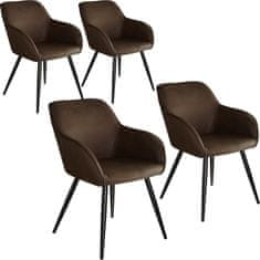 tectake 4 tekstilni stoli Marilyn Temno rjava/črna
