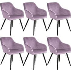 tectake 6 Marilyn Velvet-Look Chairs Vijolična/črna
