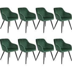 tectake 8 Marilyn Velvet-Look Chairs Temno zelena/črna