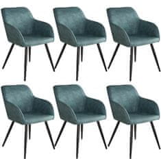 tectake 6 tekstilnih stolov Marilyn Modra/črna