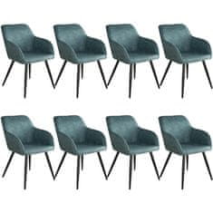 tectake 8 tekstilnih stolov Marilyn Modra/črna