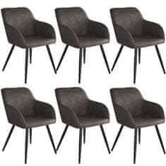 tectake 6 tekstilnih stolov Marilyn Temno siva/črna