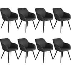 tectake 8 tekstilnih stolov Marilyn Antracit/črna