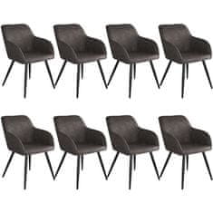 tectake 8 tekstilnih stolov Marilyn Temno siva/črna