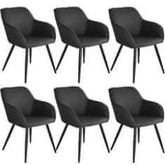 tectake 6 tekstilnih stolov Marilyn Antracit/črna