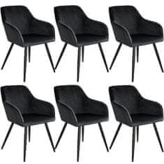 tectake 6 Marilyn Velvet-Look Chairs Črna